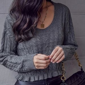 Women's Ruffle Hem Sweater.